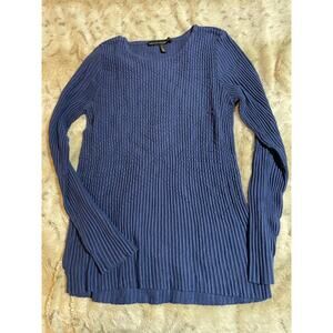 White House Black Market blue long sleeve textured sweater size medium